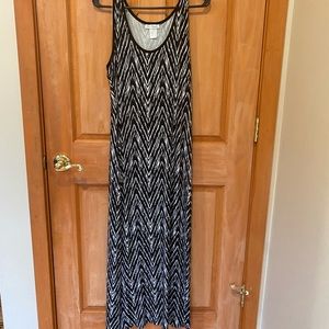 Black/white cotton long sun dress. Petite length